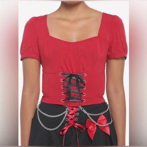 Red & Black Corset Lace-Up Girls Crop Top!!! Hot Topic!
Junior Sizes!